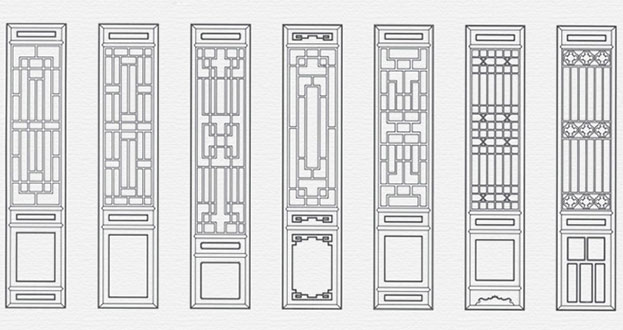 利川常用中式仿古花窗图案隔断设计图